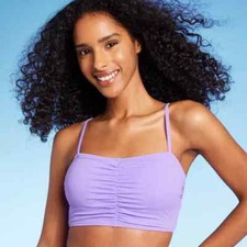 Women's Shirred Center Front Longline Bikini Top - Shade  Shore Purple M 8-10 