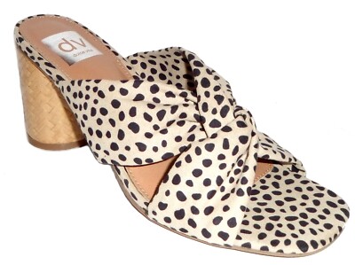 DOLCE VITA Milna Cheetah Print Beige Black Mules Sandals Shoes 8M
