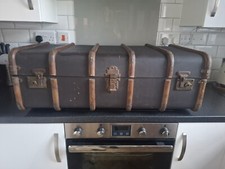 vintage large old suitcase, steamer trunk, storage box