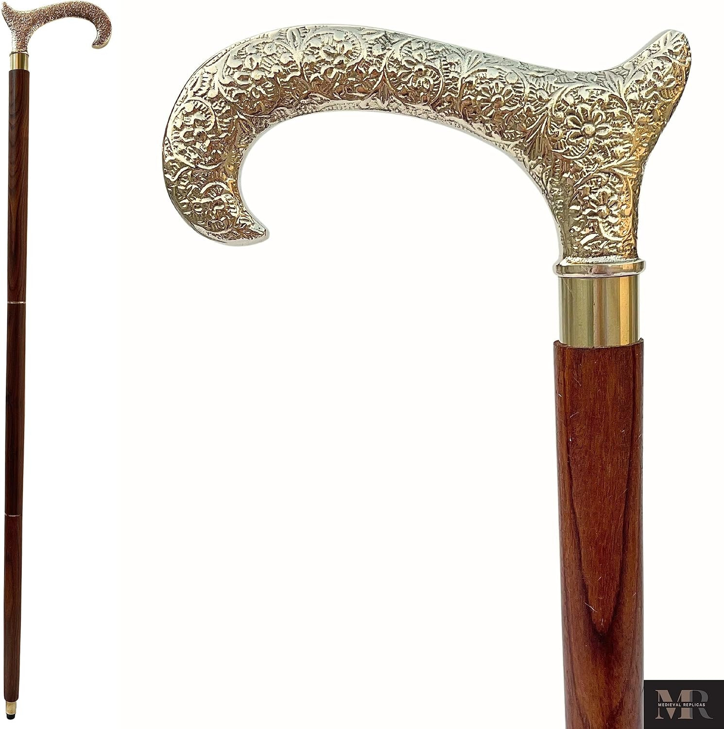 Designer Walking Stick with Solid Brass Derby Hea… - image 5
