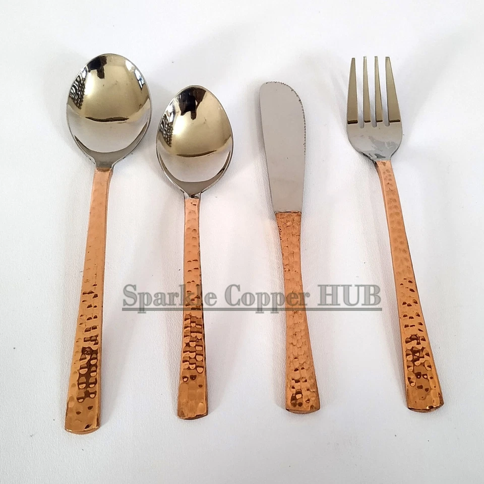 Puro Cobre Acero Inoxidable Hogar Kitchen Vajilla Hotel Restaurante Cubiertos De - Imagen 2 de 4
