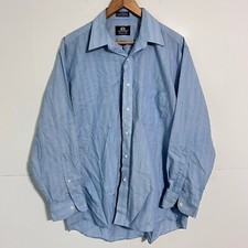Stafford Mens Dress Shirt Size 16.5-34 Blue Striped Broadcloth Wrinkle Free