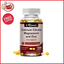 120 Calcium Magnesium Zinc Vitamin D3 Strong for Bone Health Muscle Improvement