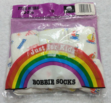 Vintage Cotton Bobbie Socks Just For Kids Sealed 6 Pack New Old Stock Age 2-3.5