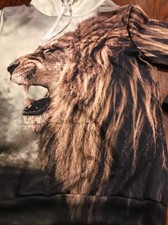 Lion 3D Print Long Sleeve Hoodie Sweatshirt Sz Small B2 