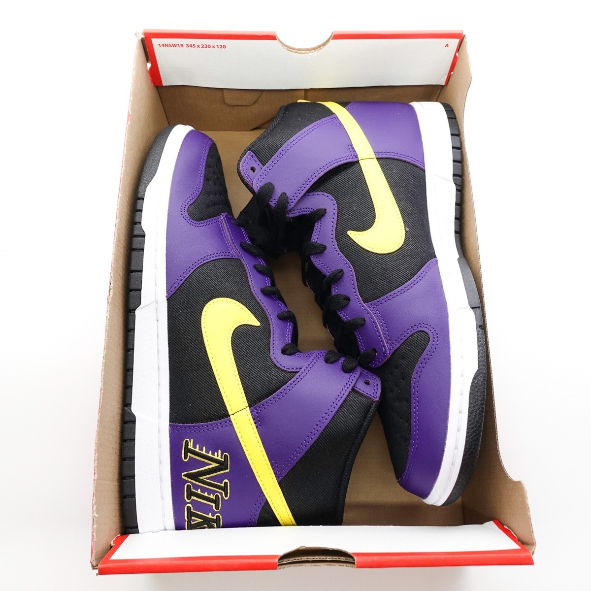 Nike Dunk High Premium EMB Lakers Black Purple Mens Size 11.5 DH0642-001 Nike Dunk Premium EMB High Lakers | eBay main image 4