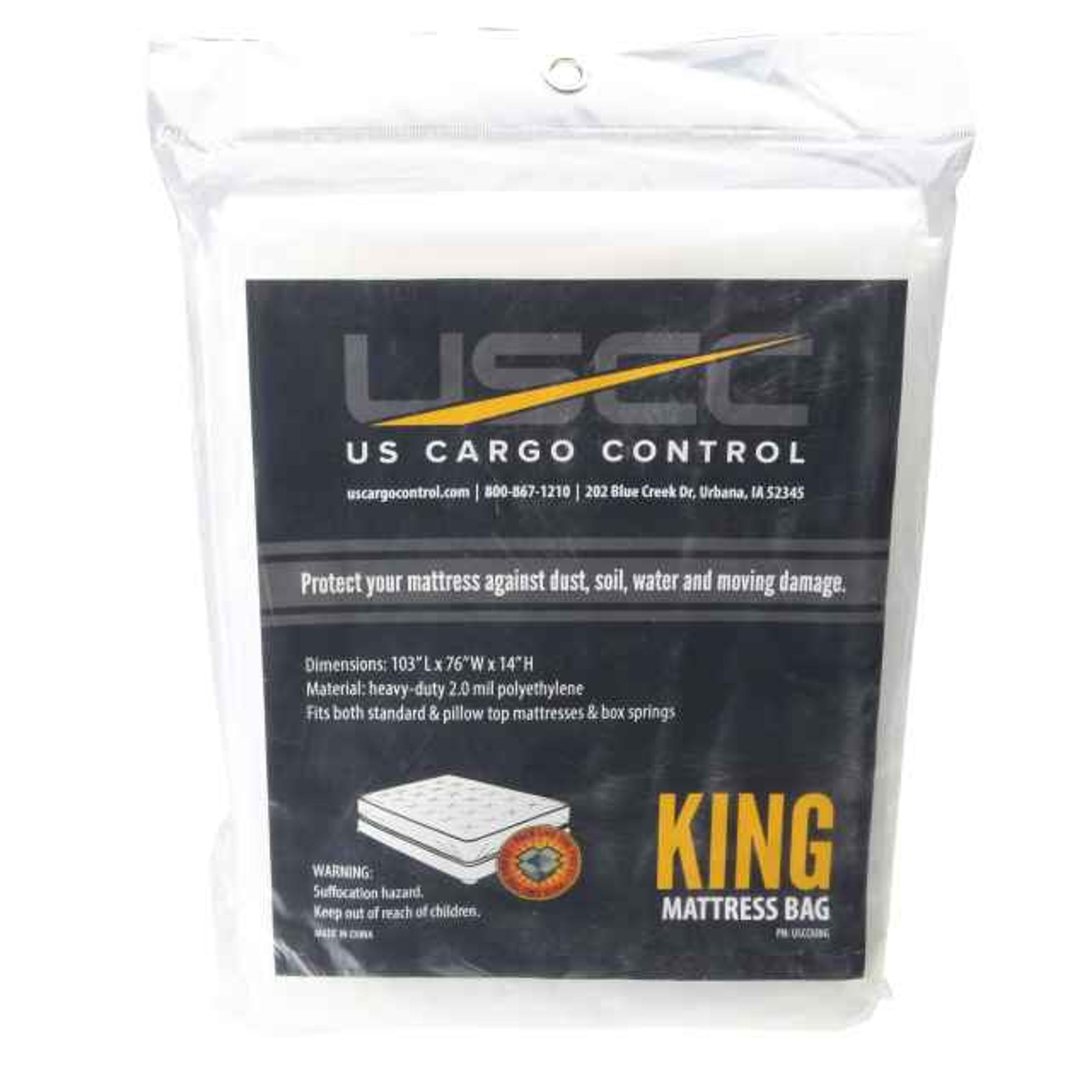 US Cargo Control Heavy Duty Plastic Mattress Bag: King