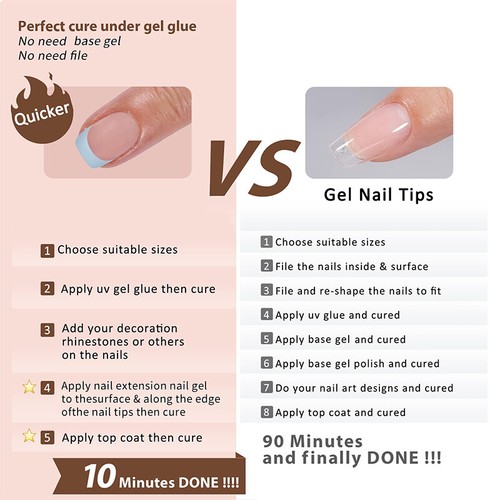 Prensa de uñas postizas francesa de varios tamaños en uñas acrílicas con uñas postizas extraíbles - Imagen 4 de 11