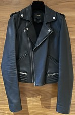 Maje Black Leather Biker Jacket - Size 36 Rrp £449