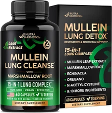 Mullein Leaf Extract for Lung Detox - Marshmallow Root | Echinacea | Oregano | Q