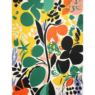 Henri Matisse Inspired Botanical Garden Painting Abstract XL Art Canvas Poster