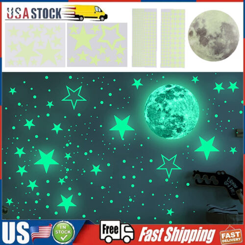 Glow in The Dark Glow Stars Moon Stickers for Ceiling 435Pcs KidsRoom Wall Decor