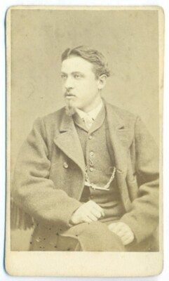 D89-Cdv Business Cards Albumin Man mustaches beard chain ph Deroche Bologna