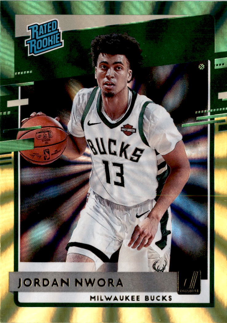 2020-21 Donruss #220 Jordan Nwora Holo Green and Yellow Laser Milwaukee Bucks