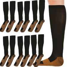 6 Pairs Copper Compression Socks 20-30mmHg Graduated Support Men Womens S/M SIZE