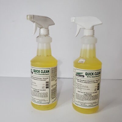 Sunbelt Laboratories Quick Clean RTU Disinfectant 1 Quart 32 OZ Deodorizer Set 2
