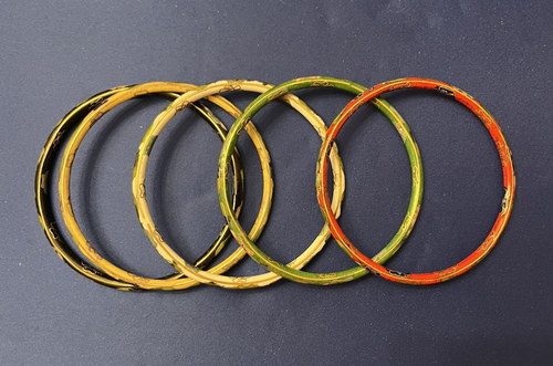 Stack of 5 VTG, Red Green White Black Blue, Cloisonne Enamel Bangle Bracelets - Picture 14 of 23