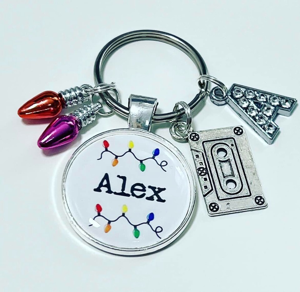 Stranger Things personalised name keyring - scifi gift - retro keyring ...