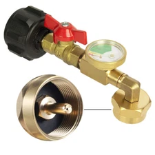Fill 1Lb Bottles From 20Lb Tank Propane Refill Adapter W/ON-Off Valve and Gauge