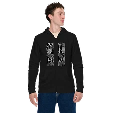 나를 사랑해 I love me in Korean - in black bg Unisex basic zip hoodie