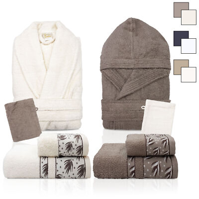 Men's Women Cotton Sponge Complete Bath Towels Bathrobe Set 6856