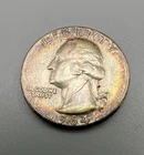 1964-P Washington Quarter - AU Rainbow Toned - 90% Silver Coin Natural Toning