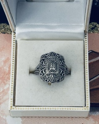 Sterling Silver 925 Diamond Ring Size 5.5