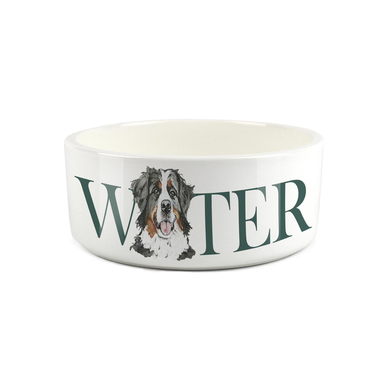 Bernese Mountain Dog Pet Bowl - Dog Portrait Large Ceramic Water Dish Dog Gift
