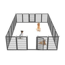 Dog Playpen, 40" Height 14 Panels Dog Pen with Low Threshold Full Gate Dual...