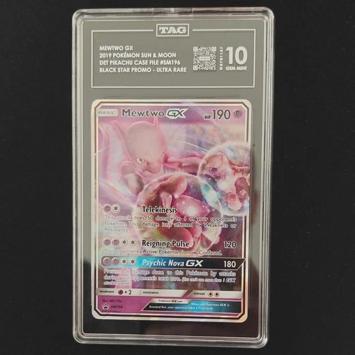 Pokémon Mewtwo GX SM196 Black Star Promo Holo TAG Graded 10