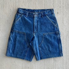 Carhartt denim blue jean double knee work wear carpenter shorts