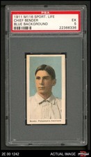 1910 M116 Sporting Life Chief Bender BLU Athletics HOF RARE VARIATION PSA 5 - EX