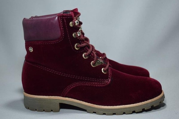 Women Panama Jack Boots Burgundy Velvet 39