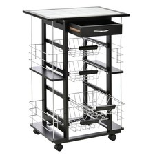 HOMCOM Carrello da Cucina Salvaspazio in Legno di Pino e Metallo 57x37x83cm