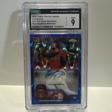 2023 Topps Chrome Update Series - Autographs Oscar Gonzalez #AC-OG Blue RayWave