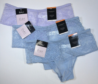 BALI Comfort Revolution Lace Hipster Panty Purple Blue 3 Pack New Womens L/7