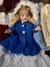 14" Vintage Mary Hoyer Doll PLUS Lots Of Clothes And Trunk