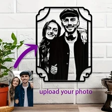 Personalized Metal Wall Art Custom Couple Silhouette Photo Modern Home Decor