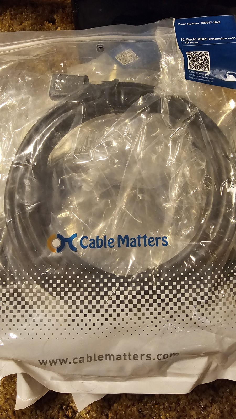 Cable Matters HDMI Extension Cable 2 Pack 10 Feet Ultra High