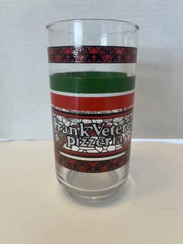 Frank Vetere’s Pizzeria Stained Glass Coca Cola Glasses 70s vintage