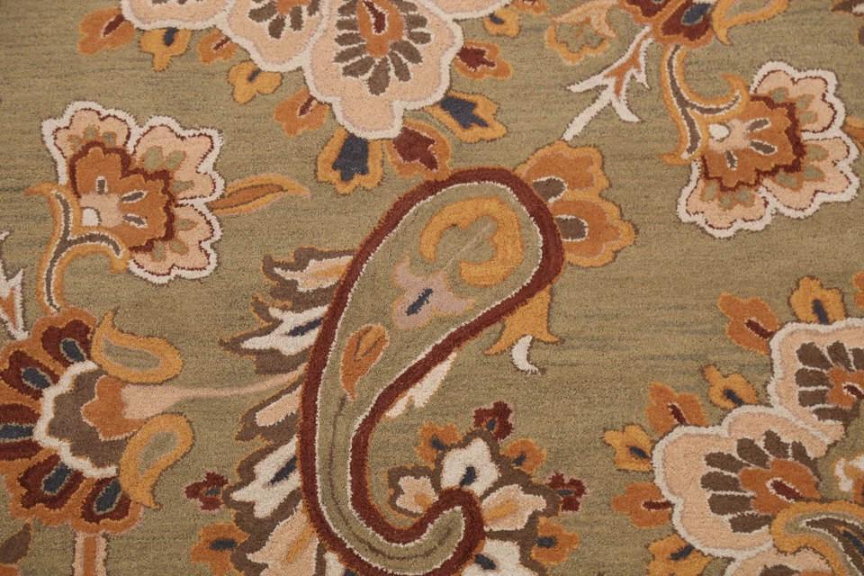 Tapete de área floral 8x11 tufado à mão tapete paisley moderno - Imagem 4 de 4