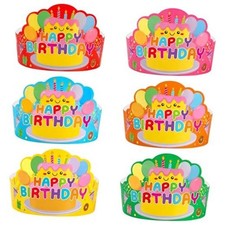 36 PCS Happy Birthday Crowns for Kids Colorful Paper Birthday Hats Classroom
