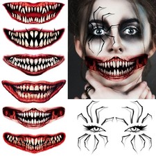 7 Sheets Halloween Spider Web Eye Temporary Tattoos For Women