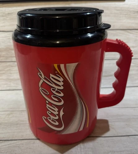Vtg Jumbo 64 Oz Coca-Cola Insulated Plastic Travel Mug Cup w/Lid Coke Betras TbH