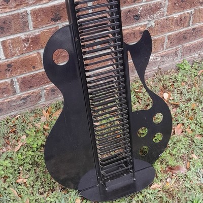 RARE Vtg Atlantic Les Paul Guitar Shaped Music CD Holder Tower