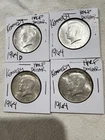 1964 50C Kennedy Half Dollar 90% silver Lot 4 coins
