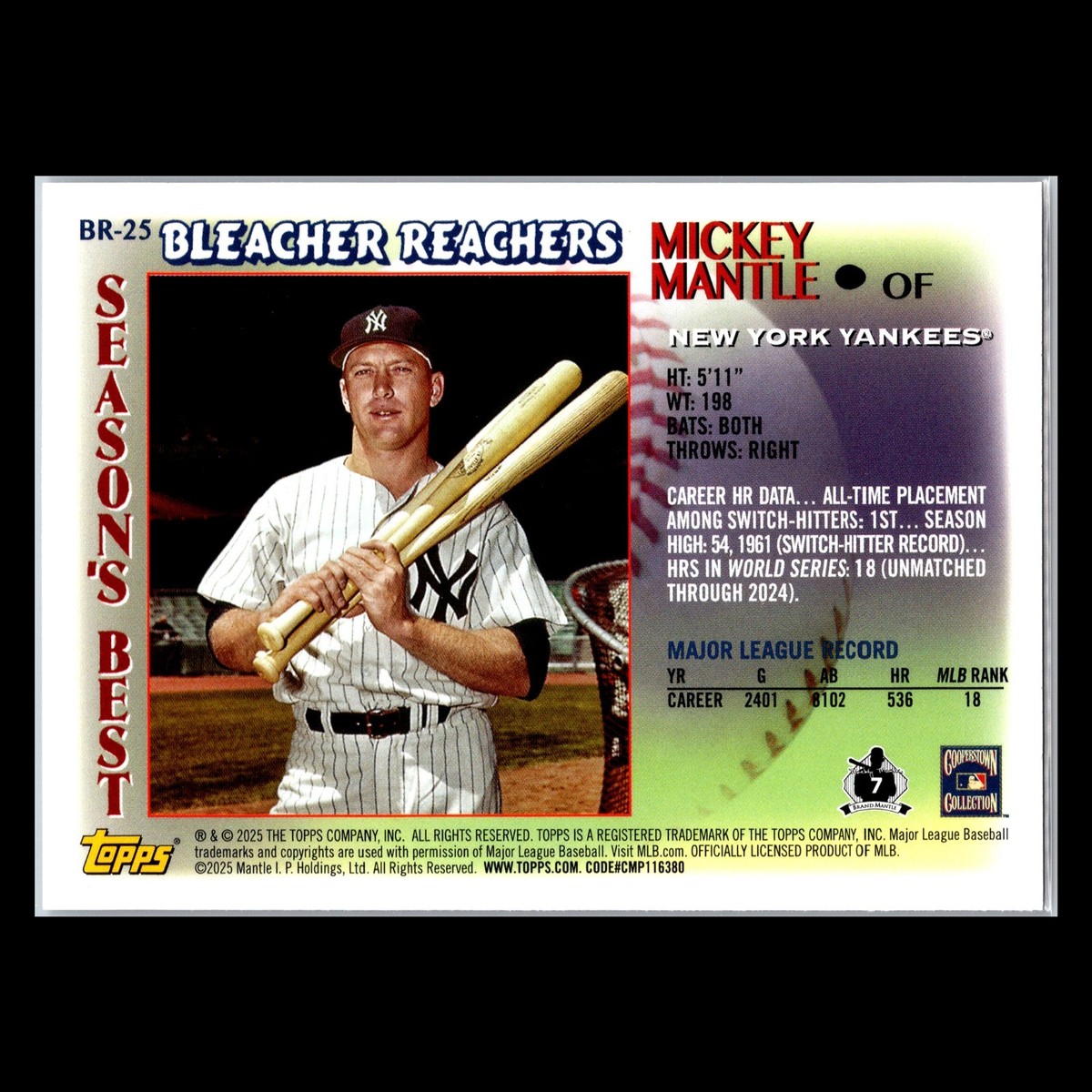 2025 Topps Update Series - Bleacher Reachers Mickey Mantle #BR-25