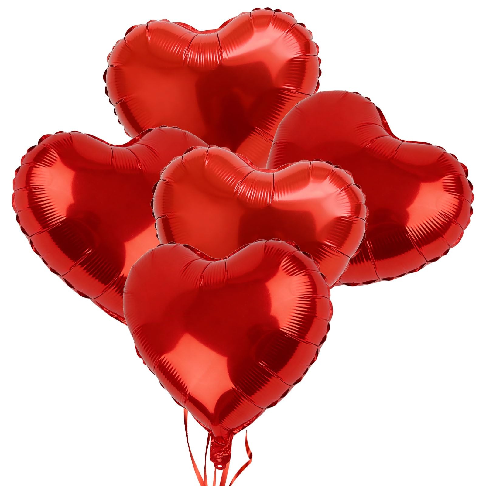5 Pack Red Heart Balloons - 18 Inch 5pcs 18in Foil Red,