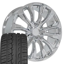 Oe Wheels Cv30 22x9 Chrome Rims 28545r22 As Tires Set 6x139.7 28et