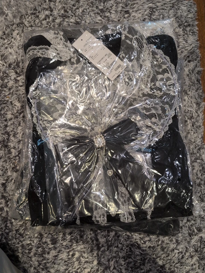 NOEMIE Jirai Kei Ryousangata Blusa de encaje con volantes hombro abierto (negro) Foto 3 de 4